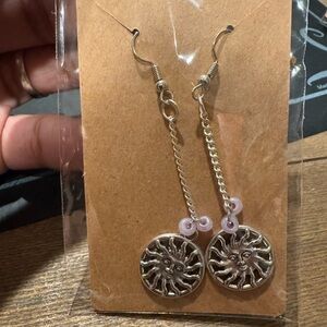 Handcrafted Celestial Pink drop earrings